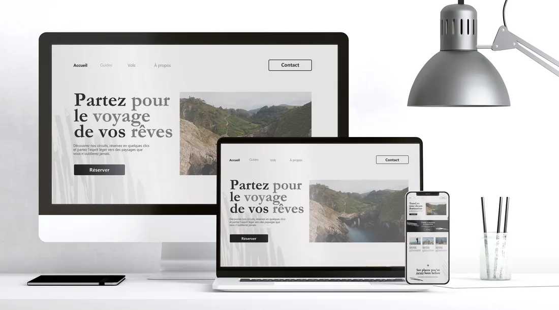 Création de site internet : un même site affiché sur ordinateur, portable et téléphone
